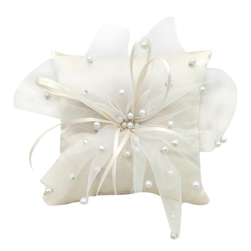 Ring Bearer Pillow - 31BB Handmade Pearls Đệm vòng trắng