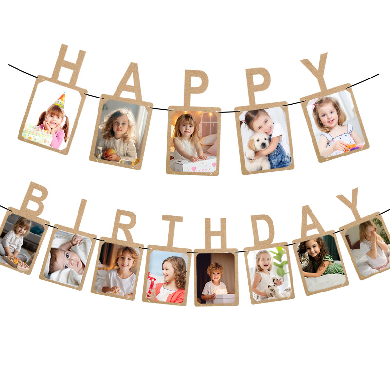Wedding Event Supply - Kraft Photo Frame Flags for Baby's