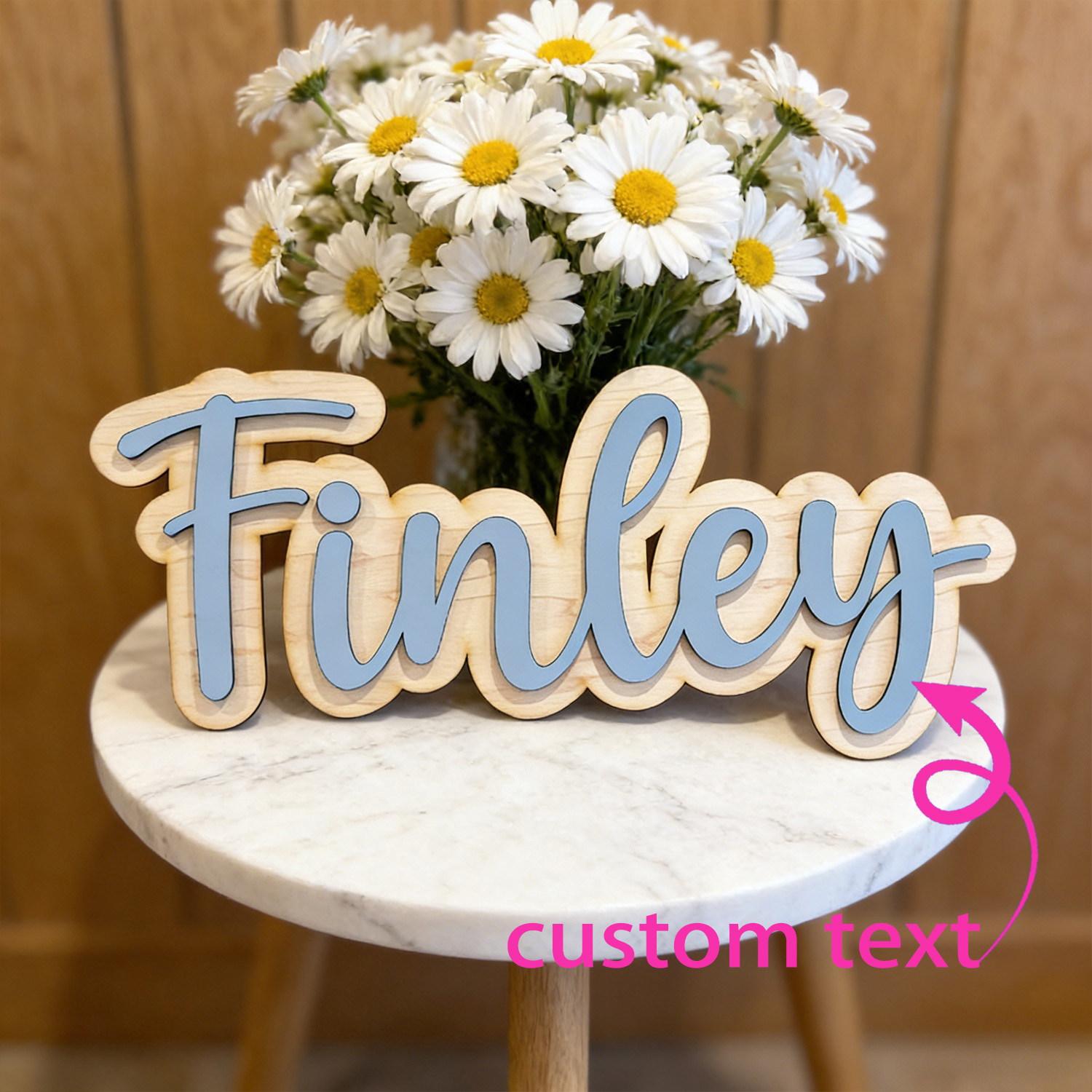 Wedding Souvenir - 1pc Personalized Double-layer Wooden Surname Brand,