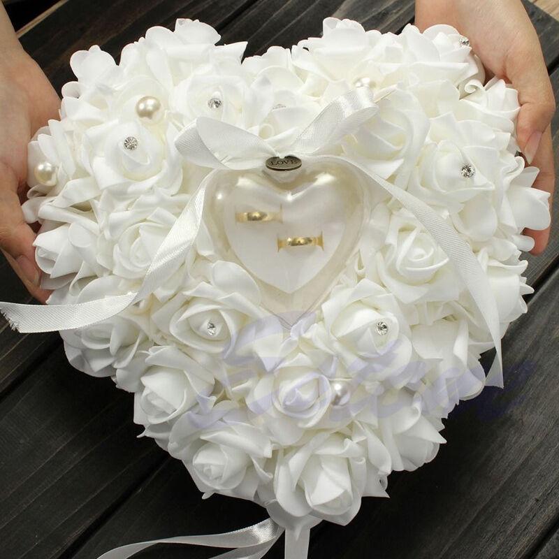 Ring Bearer Pillow - Lễ Cưới Ngà Satin Pha Lê