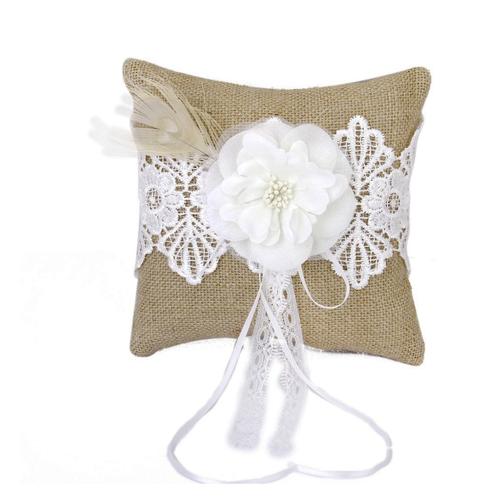 20x20cm Jute Wedding Ring Pill - đánh giá và giá Ring Bearer Pillow