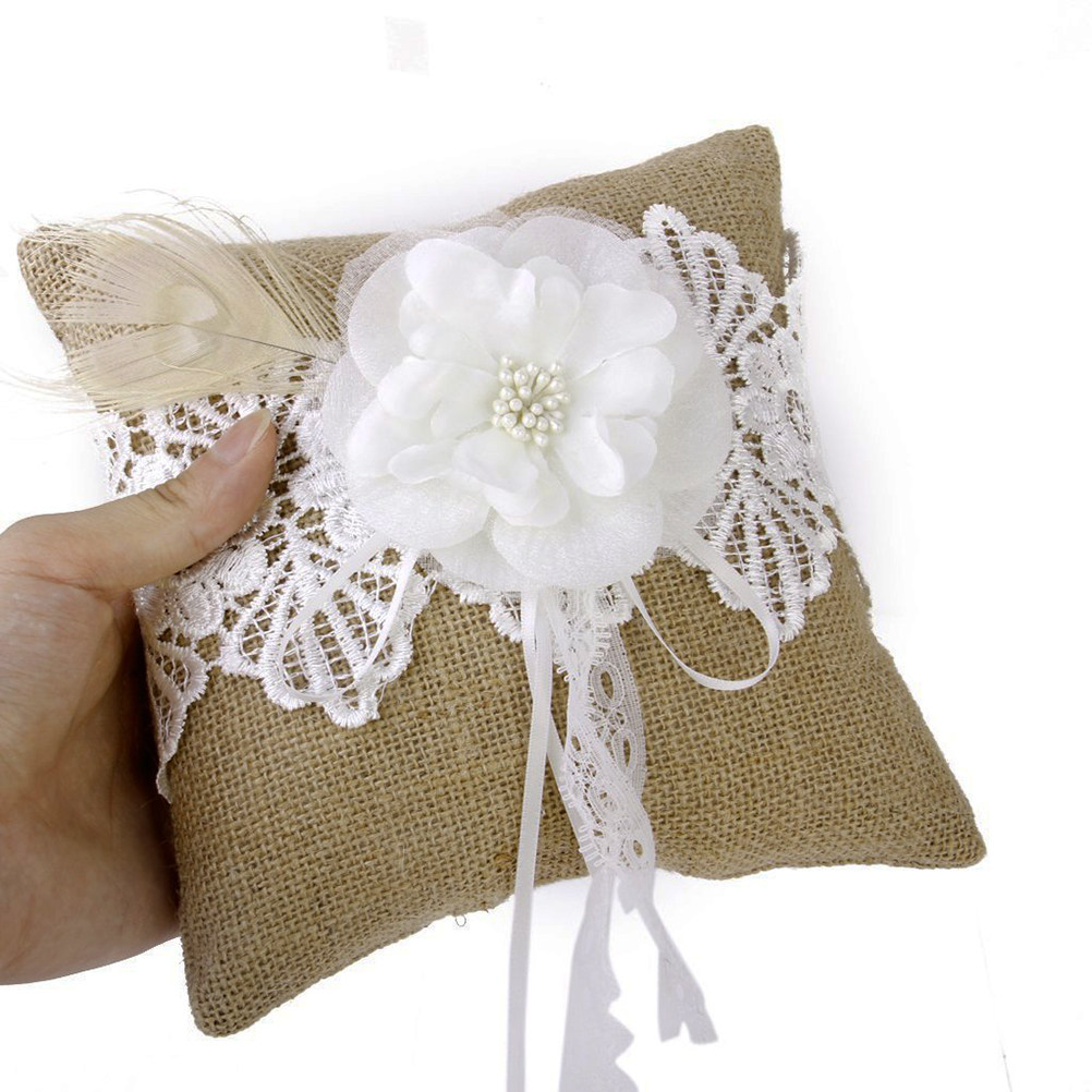 20x20cm Jute Wedding Ring Pill - đánh giá và giá Ring Bearer Pillow