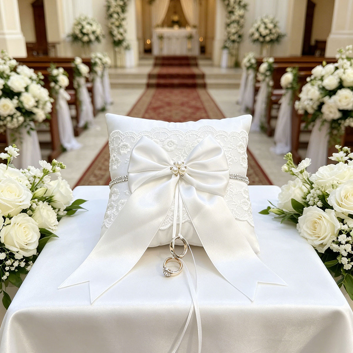 White Lace Wedding Ring Pillow - đánh giá và giá Ring Bearer Pillow