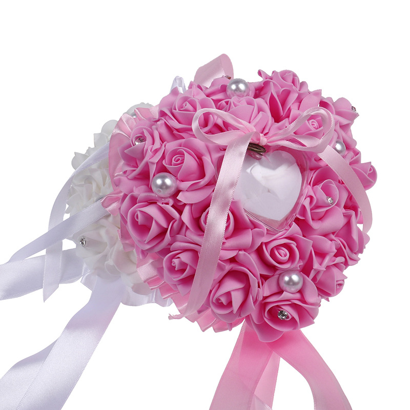 1Pcs Heart-shape Rose Flowers  - đánh giá và giá Ring Bearer Pillow
