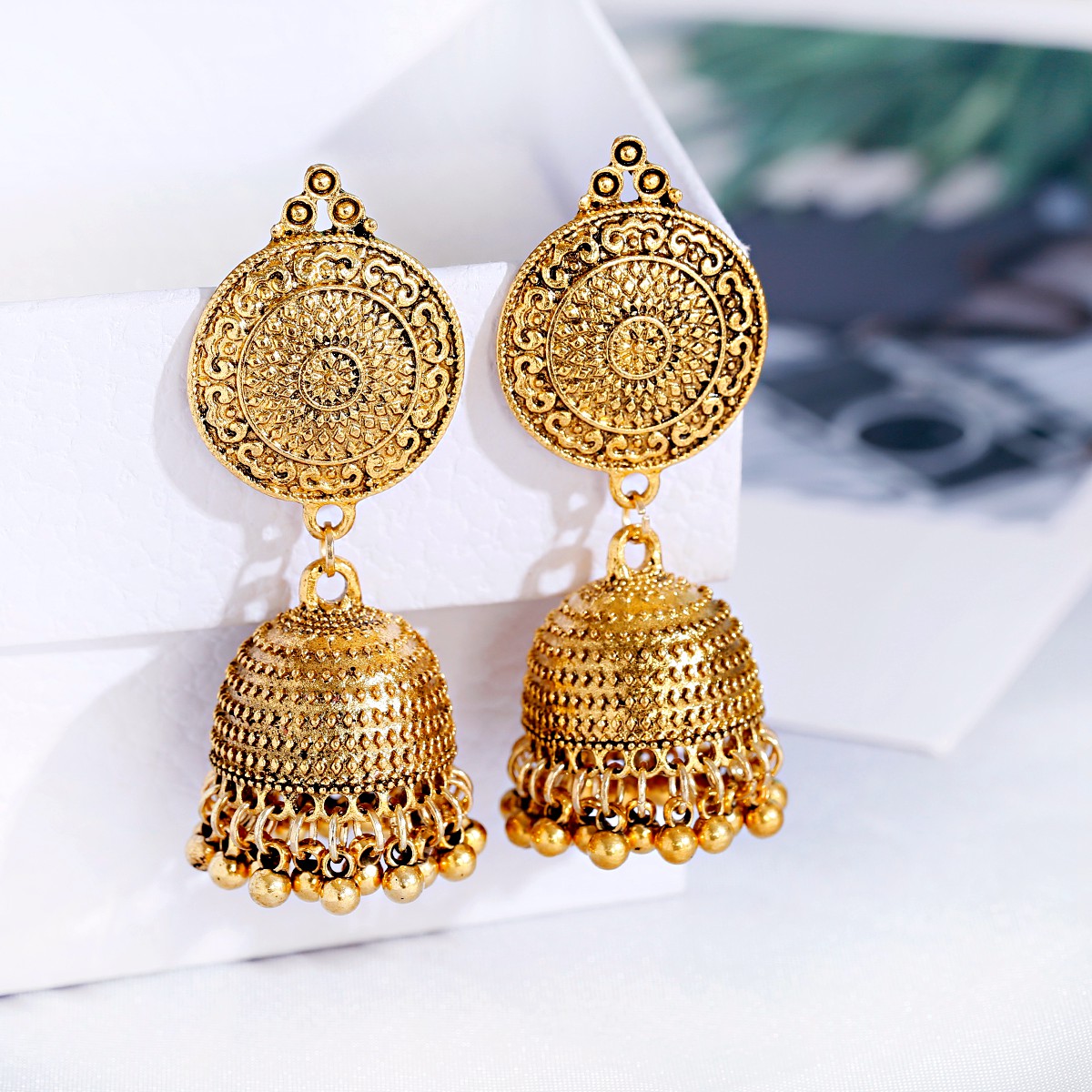 Vintage Ethnic Gold Color Jhum - đánh giá và giá Indian Wedding Supply