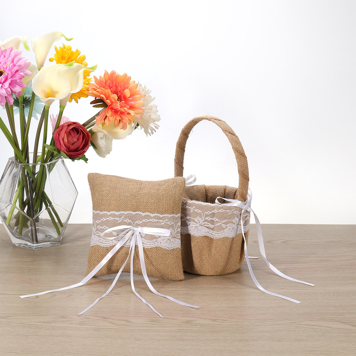 Set of 6 6'' Burlap Jute Lace  - đánh giá và giá Ring Bearer Pillow