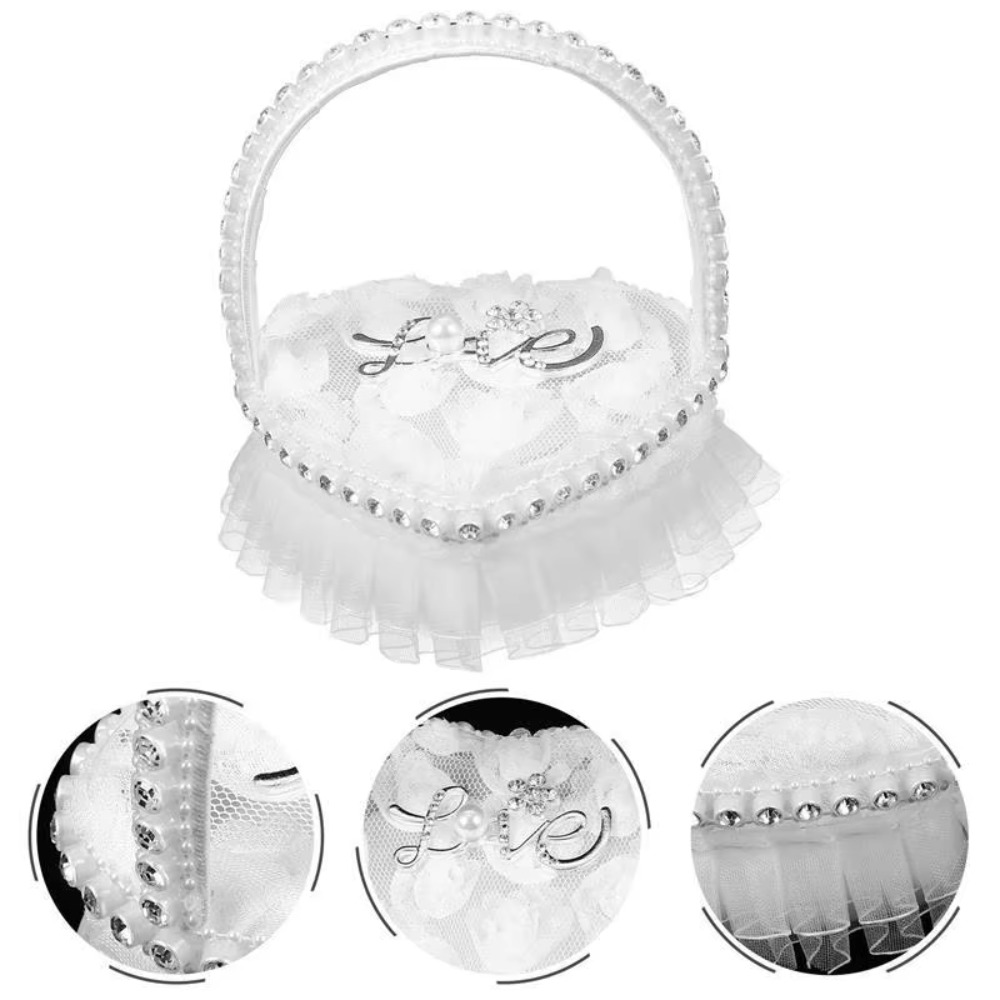 White Lace Heart-shaped Ring B - đánh giá và giá Ring Bearer Pillow