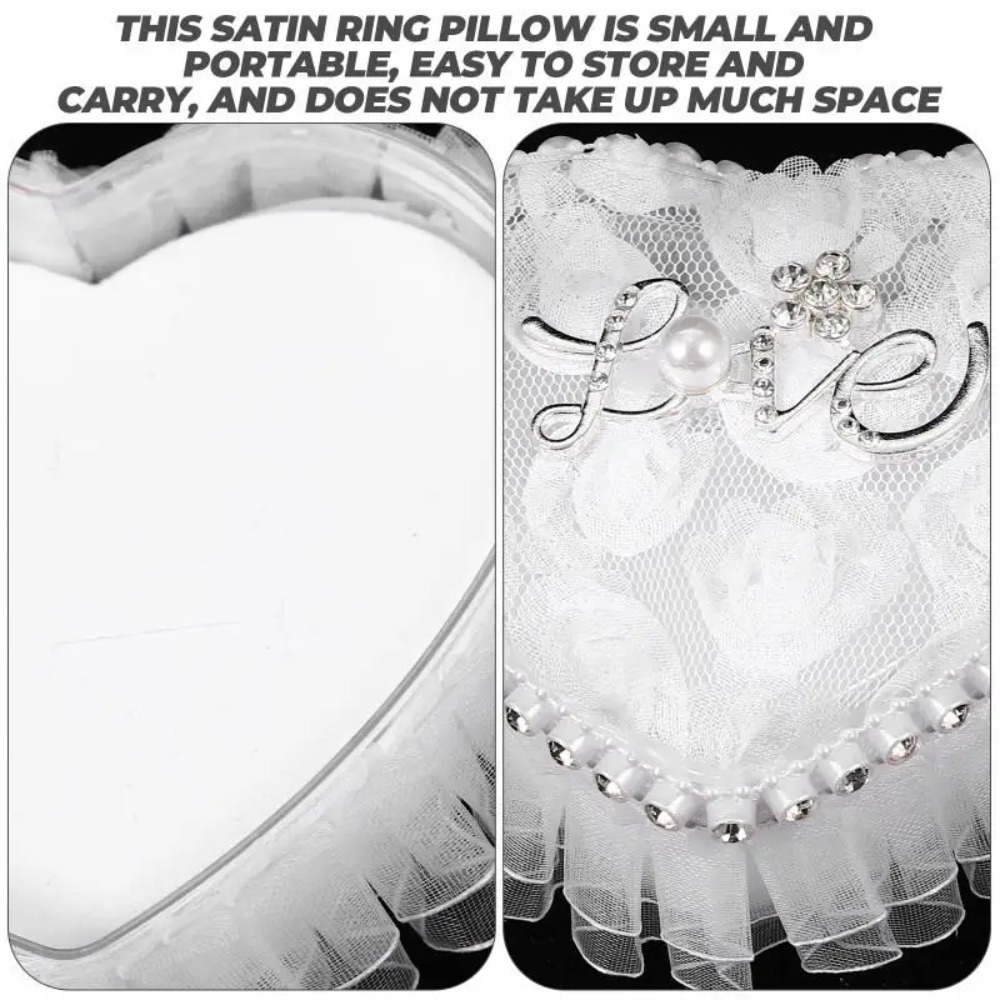 White Lace Heart-shaped Ring B - đánh giá và giá Ring Bearer Pillow
